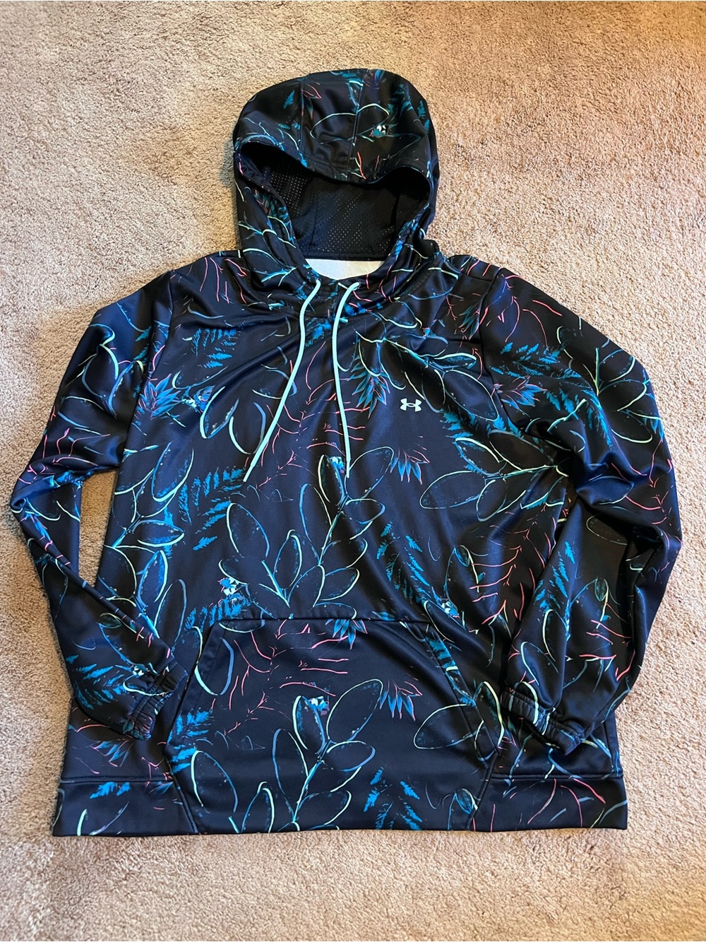 Under Armour Black Fleece Lined Hoodie with Neon Floral Print